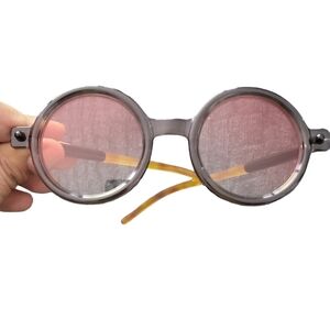 Trendy Retro Style Round Sunglasses for Men Women Y2K Oversized Gray/Pink
